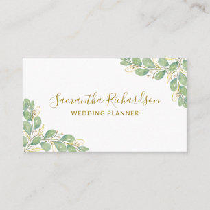 Elegant Watercolor Greenery Eucalyptus Visitkort