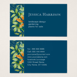 Elegant Watercolor Greenery Foliage Botanical Blue Visitkort