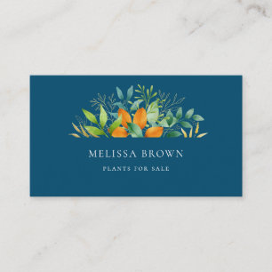 Elegant Watercolor Greenery Foliage Botanical Blue Visitkort