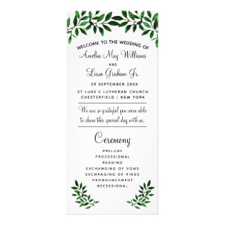 Elegant Watercolor Greenery Garden Wedding Program