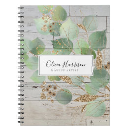 Elegant Watercolor Greenery Guld Löv Anteckningsbok