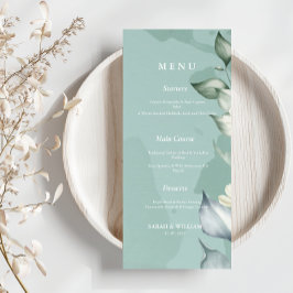 Elegant Watercolor Greenery löv | Vit Meny