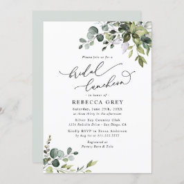 Elegant Watercolor Greenery Möhippa Luncheon Showe Inbjudningar