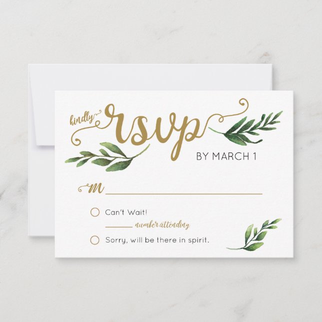 Elegant Watercolor Greenery OSA Kort (Framsida)