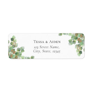Elegant Watercolor Greenery Return-adressetikett Returadress Etikett