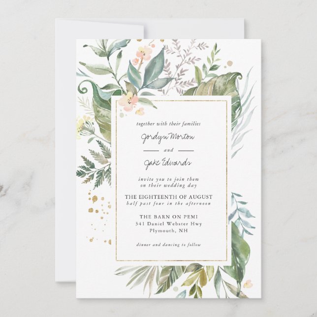Elegant Watercolor Greenery | ROSA BLOMMIGT BRÖLLO (Framsida)