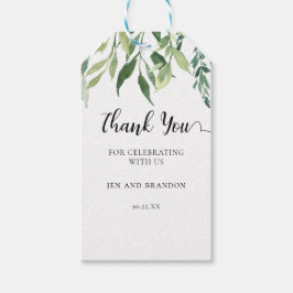 Elegant Watercolor Greenery Tack Bröllop Presentetikett