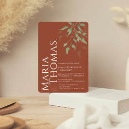 Elegant Watercolor Greenery Terracotta Foliage Inbjudningar