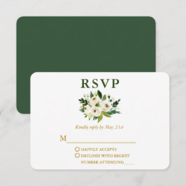 Elegant Watercolor Grönt Blommigt Guld Bröllop OSA Kort