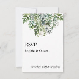 Elegant Watercolor Grönt Löv Bröllop OSA Card