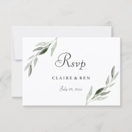 Elegant Watercolor Grönt Löv bröllopsinbjudan OSA