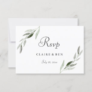 Elegant Watercolor Grönt Löv bröllopsinbjudan OSA Kort