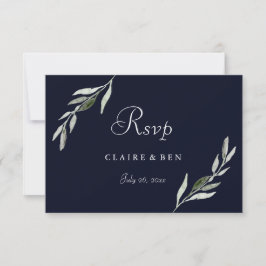 Elegant Watercolor Grönt Löv Navy Bröllop OSA