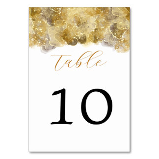 Elegant Watercolor Guld Bröllop Bordsnummer