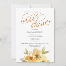 Elegant Watercolor Gult Bröllop Möhippa Inbjudningar