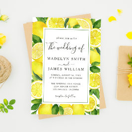 Elegant Watercolor Gult Lemons Bröllop Inbjudningar