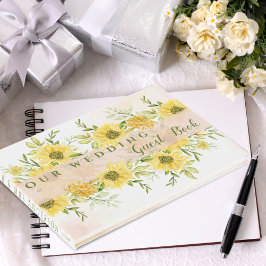 Elegant Watercolor Gult Solros blommigt Bröllop Gästböcker