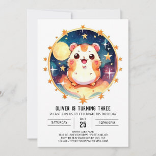Elegant Watercolor Hamster Birthday Inbjudningar