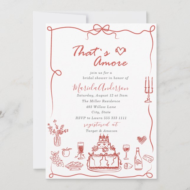 Elegant Watercolor Hand plockade Doodles whimsical Inbjudningar (Framsida)
