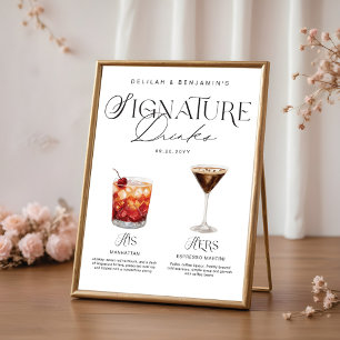 Elegant Watercolor Hans Namnteckning Drink Bröllop Poster