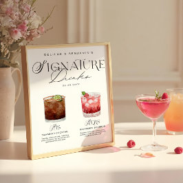 Elegant Watercolor Hans Namnteckning Drink Bröllop Poster