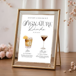 Elegant Watercolor Hans Namnteckning Drink Bröllop Poster