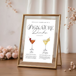 Elegant Watercolor Hans Namnteckning Drink Bröllop Poster