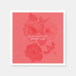 Elegant Watercolor Hibiscus Bröllop Pappersservett