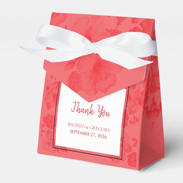 Elegant Watercolor Hibiscus Bröllop Presentaskar (Framsidan Sidan)