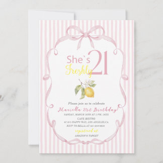 Elegant Watercolor hon är 21 födelsedag Tjej Inbjudningar