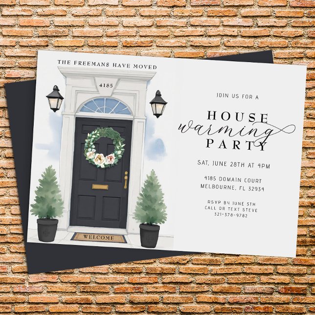 Elegant Watercolor Houseuppvärmning Party Inbjudningar (Housewarming party invite)