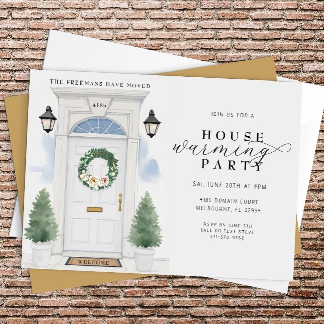 Elegant Watercolor Houseuppvärmning Party Inbjudningar (Housewarming Party Invite)
