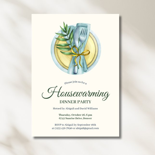 Elegant Watercolor Houseuppvärmningsmiddag Party Inbjudningar (Elegant Watercolor Housewarming Dinner Party Invitation)