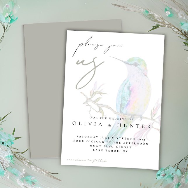 Elegant Watercolor Hummingbird Wedding bjudande in (Skapare uppladdad)