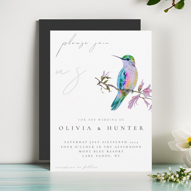 Elegant Watercolor Hummingbird Wedding bjudande in (Skapare uppladdad)