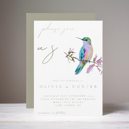 Elegant Watercolor Hummingbird Wedding bjudande in