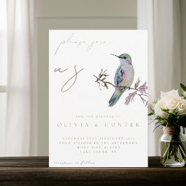 Elegant Watercolor Hummingbird Wedding bjudande in