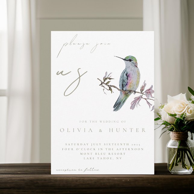 Elegant Watercolor Hummingbird Wedding bjudande in (Skapare uppladdad)