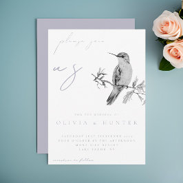 Elegant Watercolor Hummingbird Wedding bjudande in