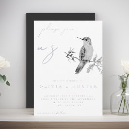 Elegant Watercolor Hummingbird Wedding bjudande in