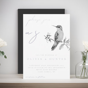 Elegant Watercolor Hummingbird Wedding bjudande in