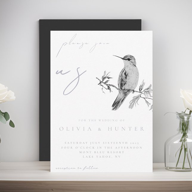 Elegant Watercolor Hummingbird Wedding bjudande in (Skapare uppladdad)