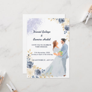 Elegant Watercolor illustrerar bröllopsinbjudan Inbjudningar