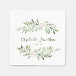 Elegant Watercolor Ivory Ro Bröllop Pappersservett