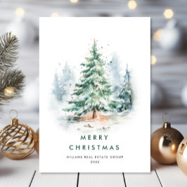 Elegant Watercolor jul Gräs Träd Corporate Julkort