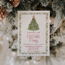 Elegant Watercolor jul Holly FrameTree Party Inbjudningar