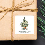 Elegant Watercolor Julgran Fyrkantigt Klistermärke<br><div class="desc">Elegant helgdag-klistermärken med en festiv vattenfärg Julgran som är försedd med glasdekorationer och omgiven av inslaget presenter. Anpassa vattenfärgens Julgran-klistermärken med anpassningsbar hälsning,  namn eller annan anpassningsbar. Personligens helgdag-klistermärken är perfekt till använda för försegling av helgdag,  julklapp och mycket mer!</div>