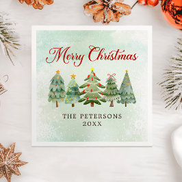 Elegant Watercolor Julgran Julfest Pappersservett