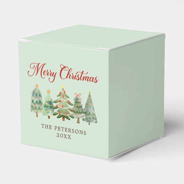 Elegant Watercolor Julgran Julfest Presentaskar (Framsidan Sidan)