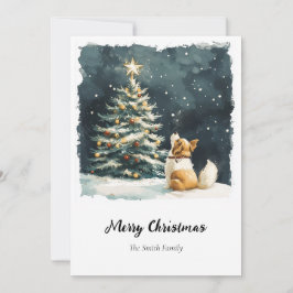 Elegant Watercolor Julgran non-Photo Julkort